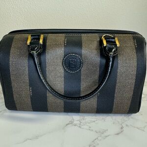 Fendi Pequin Strip Mini Boston Bag